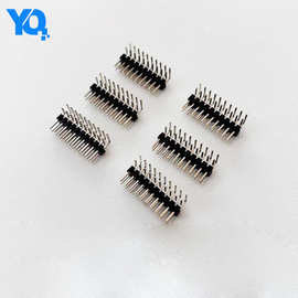 2.54MM间距双排直弯针 2*40P90度双排插针黄铜镀金排针排母连接器