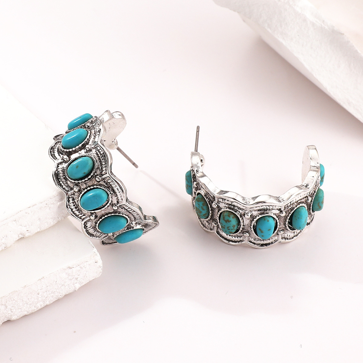 Böhmische Vintage Ohrhänger Mit Türkis Hochwertiger Nischenschmuck_voghion.com