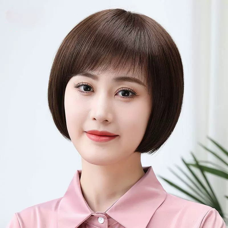 假发女短发直发中老年真发波波头送妈妈自然真人发丝批发遮盖白发