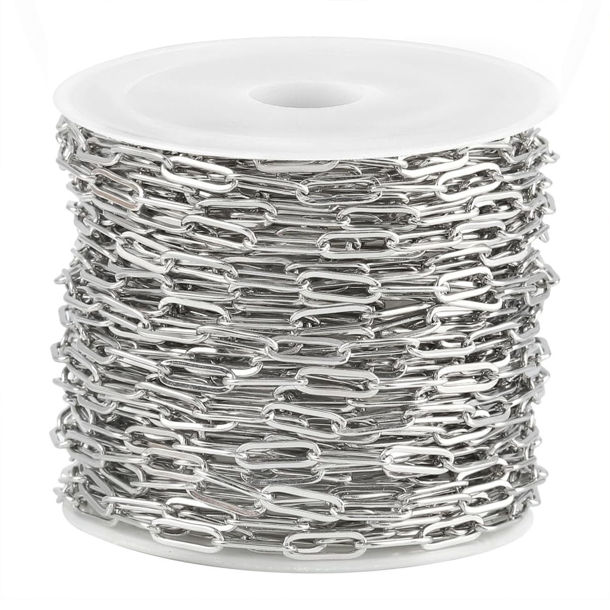 Cadena cruzada redonda de acero inoxidable de 18k Chapada al vacío de 3 * 9mm 4 * 12mm cadena artesanal DIY de 5 metros por rollo de joyería