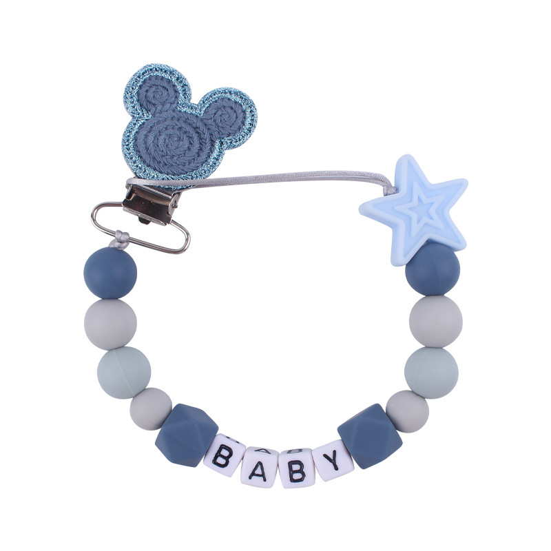 Nuevo bebé suministros animal chupete clip calmante bebé DIY nombre silicona mordedura pegamento molar chupete cadena