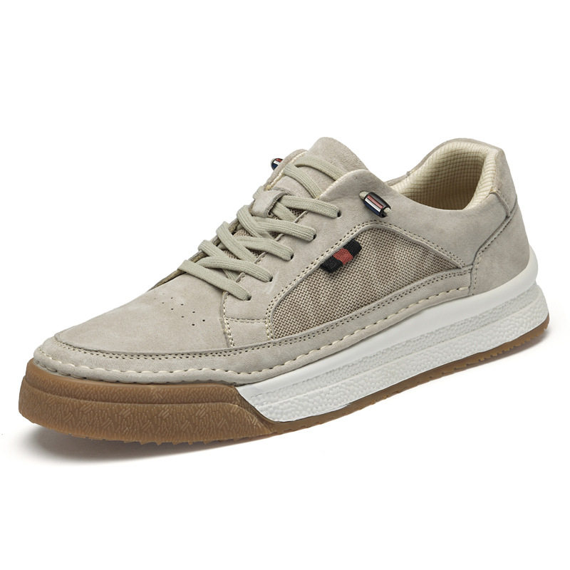Giày sneaker nam da thật lộn nhung đế dày cổ thấp dáng thể thao — Màu vàng 2633, Màu xám 2633