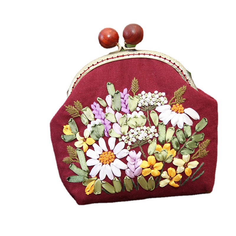 Bolso de oro bordado europeo bolsa de material hecho a mano DIY cinta bordado Suzhou bordado hecho a mano crossbody bolsa de tela