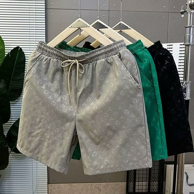 Summer Trendy Thin Shorts Internet Celebrity Fashion Printed Quick-Dry Beach Shorts Men's Breathable Casual Knee-Length Shorts