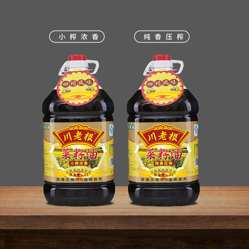 Sichuan 5L Chuanlao Gen Pure Pressed Rapeseed Oil for Frying and Coloring, Factory Wholesale Cooking Oil