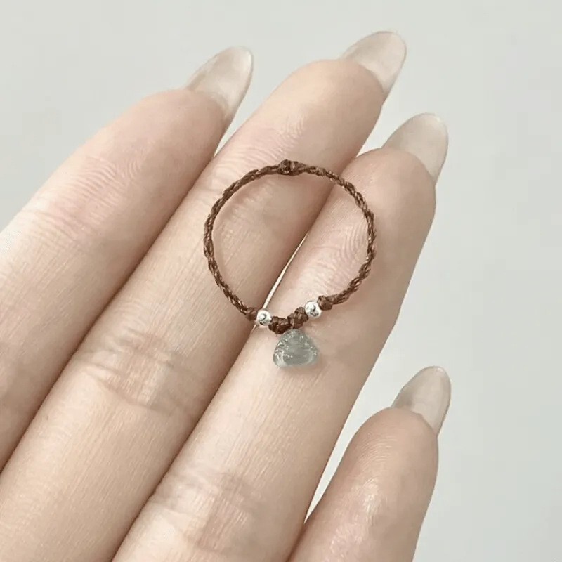 「Butterfly Dream」新しい中国風の蝶の花編み込みリング赤いロープ編み込み人差し指リング女性の甘いスタイルリング|undefined