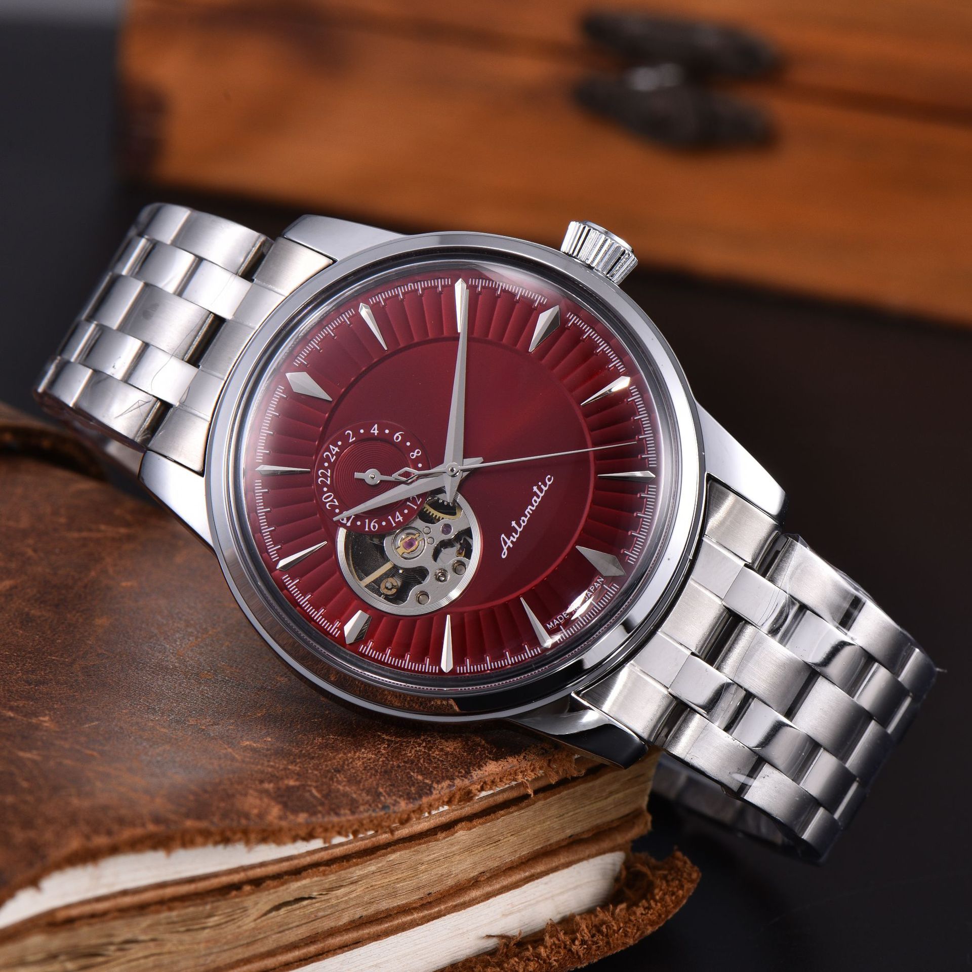 Swiss New Fully Automatic Stainless Steel Mechanical Watch Dial Luminous Watch Business Simple Men's Watch Steel Band