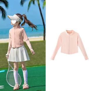 Girls' Sun Protection Clothing 2025 Summer New Cardigan Ice Silk Light Jacket Medium and Large Children's Slim Sports Yoga