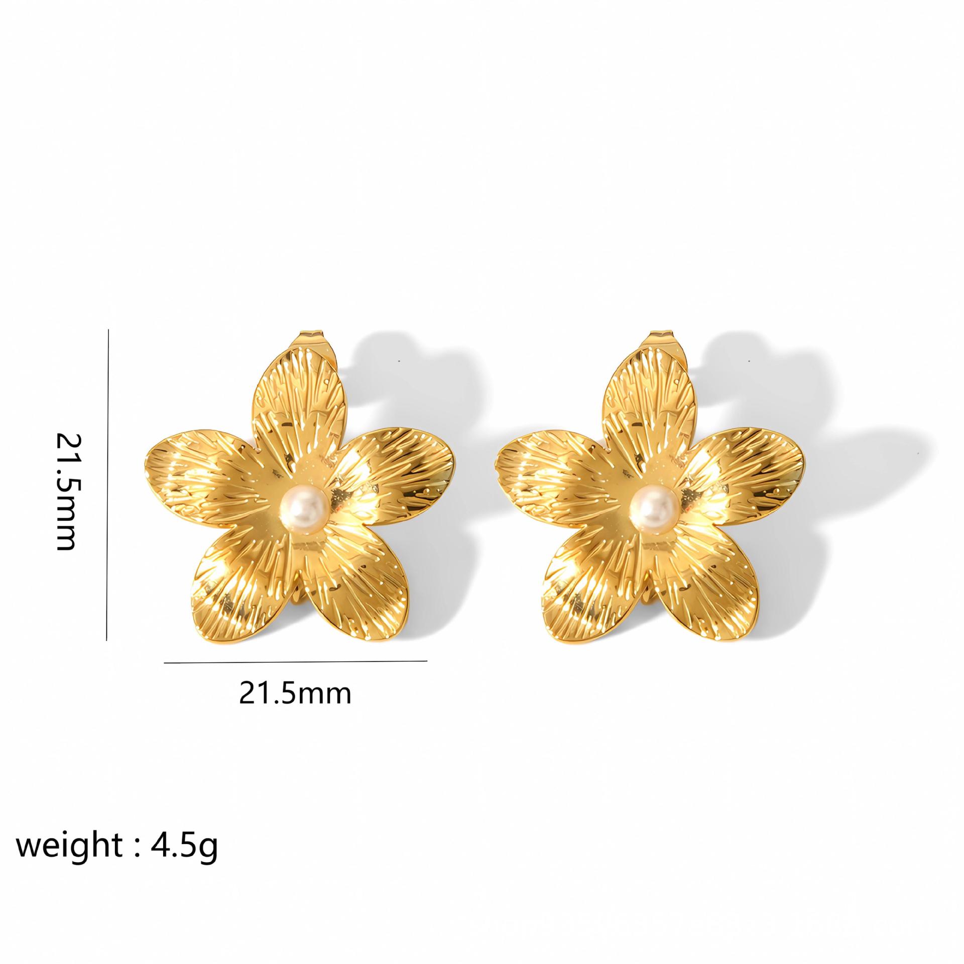 1 Pair Modern Style Artistic Flower Butterfly Plating Titanium Steel Earrings display picture 3