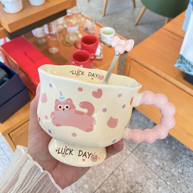 Caneca fofa em formato de cachorrinho, caneca de cerâmica de alta qualidade para casais, presente de aniversário para meninas ou lembrancinha._voghion.com