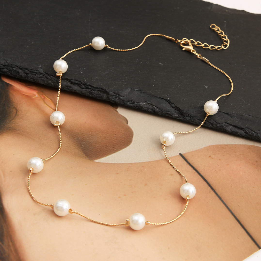 Mode Geometrisch Legierung Metall Künstliche Perlen Frau Halskette display picture 1
