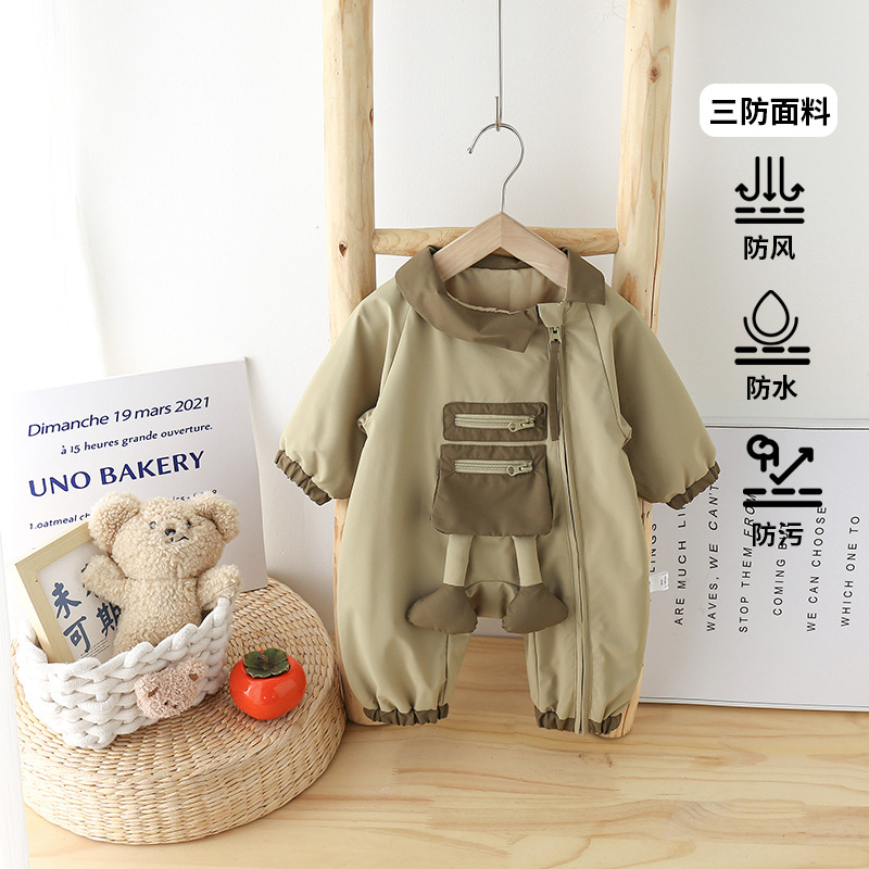 Baby clothes autumn baby onesie spring and autumn stylish infant and toddler outdoor crawling suit 1st birthday onesie combat jacket 