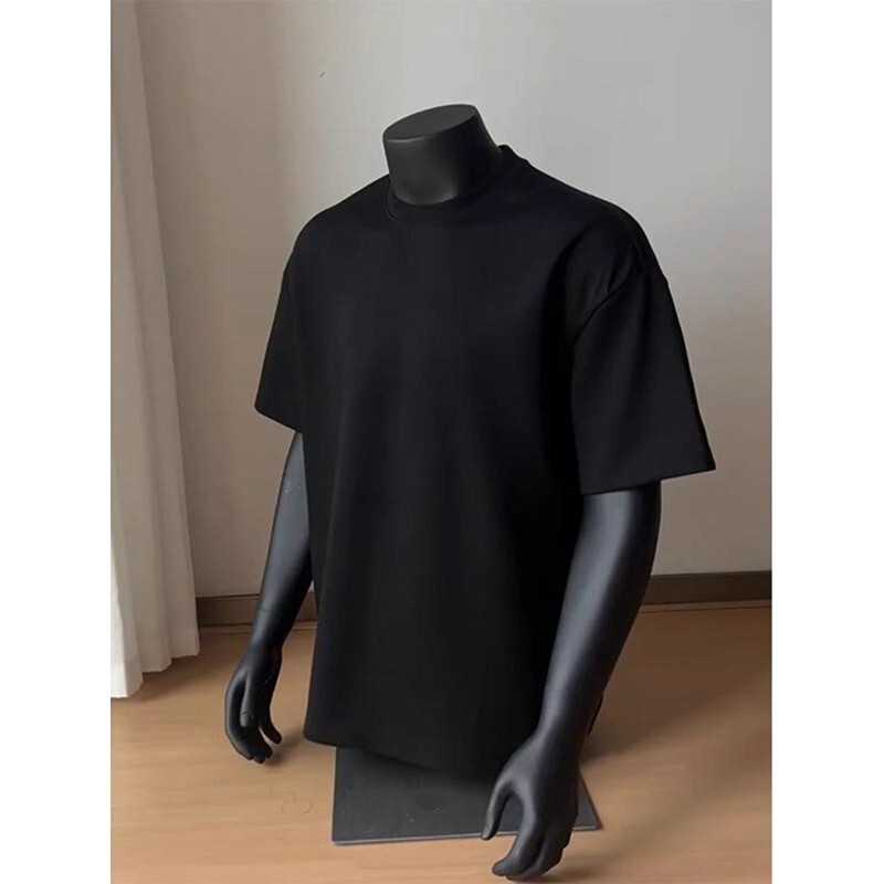 All-Net Low-Price 260g Heavyweight Men's Summer American-Style Small Neckline Short-Sleeve T-Shirt, Stylish and High-End Feel, Made of Xinjiang Cotton