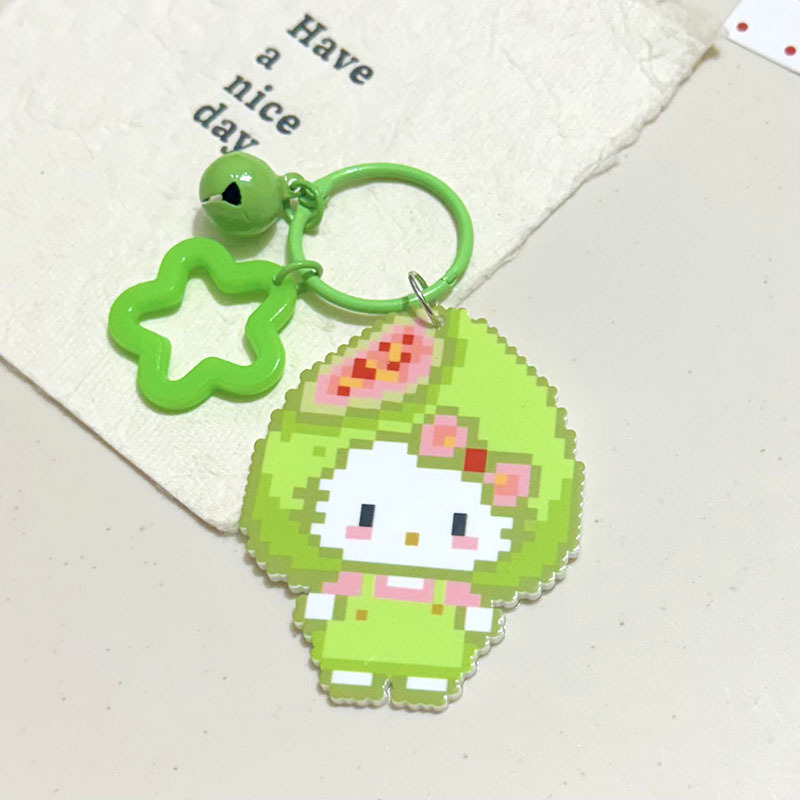 New Kitten Pixel Style Star Bell Keychain Cute Exquisite Acrylic Baby Pendant Couple Female