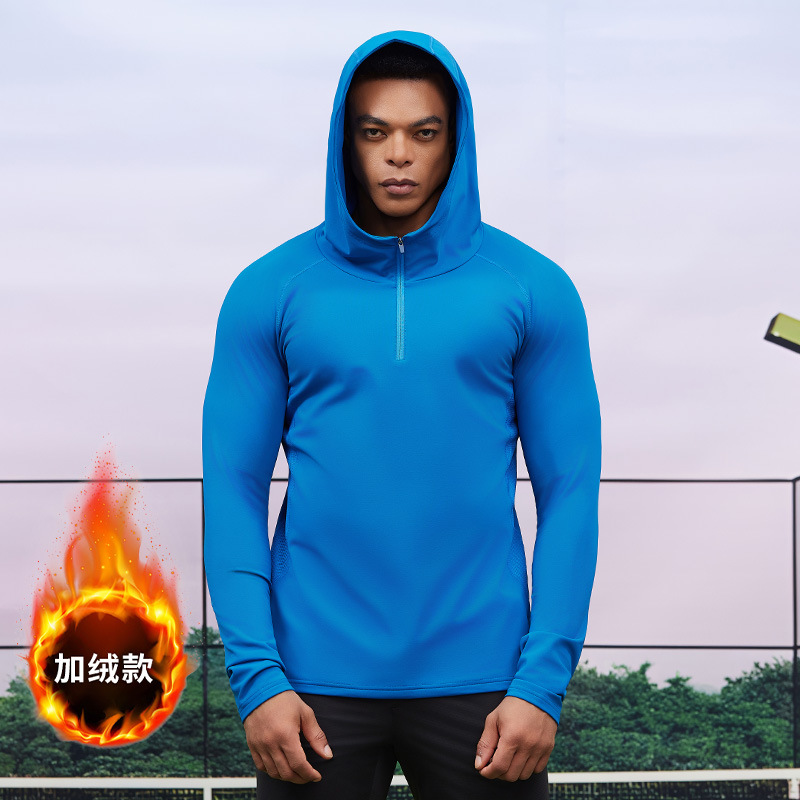 Hombres con camisa deportiva de lana otoño y invierno con capuzas media cremallera ropa deportiva de ocio al aire libre ropa deportiva a prueba de viento