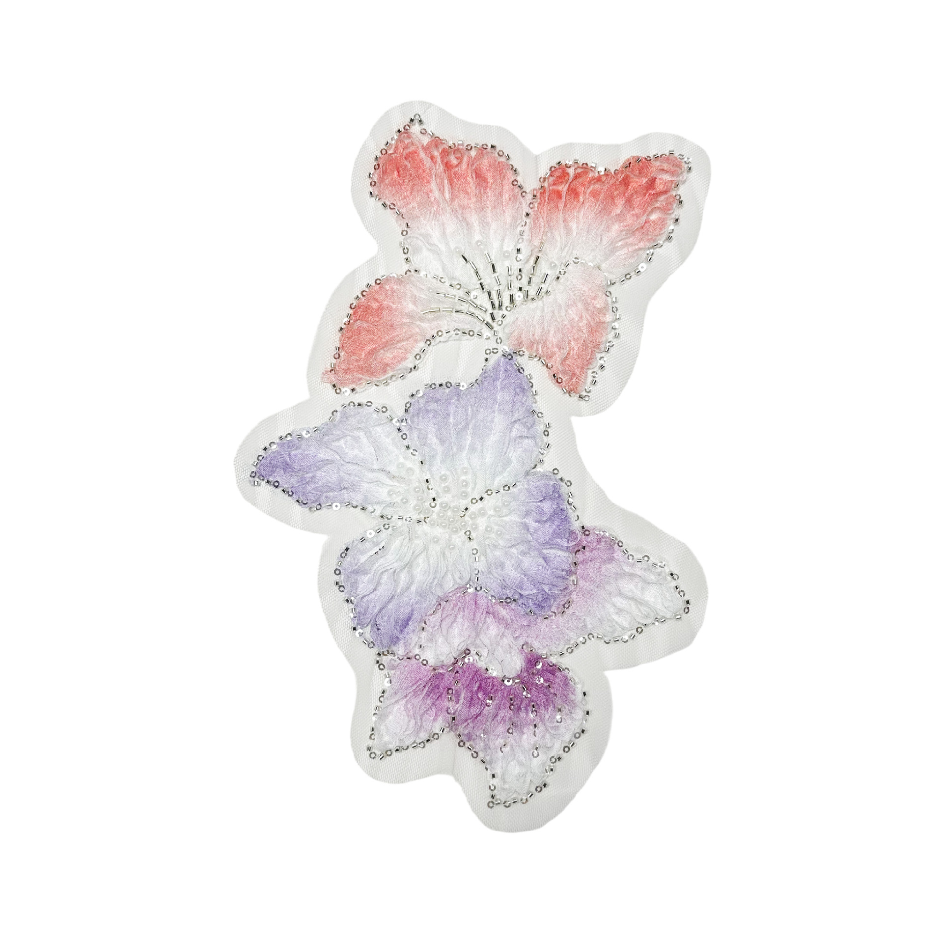 Inventario estereoscópico colorido gradiente floral bordado pegatinas de clavos manuales esquinillas de malla floral vestido decoración de tocado image 11