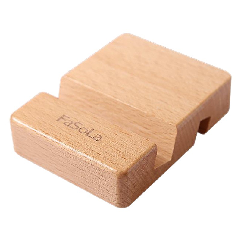 Japanese Fasola Lazy Double Slot Beech Mobile Phone Base Mobile Phone Holder Desktop Bedside Tablet iPad Base
