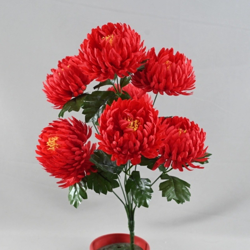 Flores artificiales de estilo europeo, crisantemo de 7 cabezas con forma de garra de dragón, decoración de bodas, arreglos florales, decoración de ventanas, ramo de flores artificiales decorativas