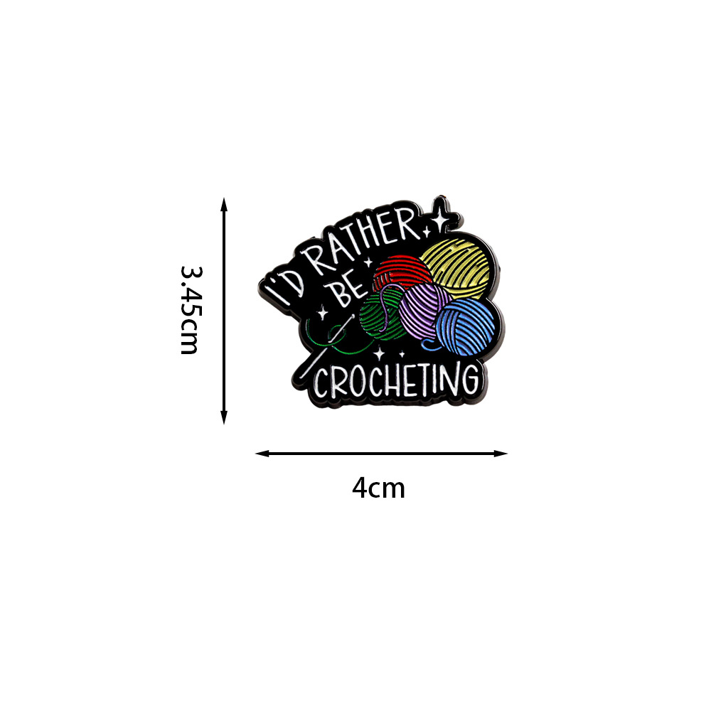 I'D Rather Be Crocheting Enamel Pin Vintage Crochet Yarn Ball Badge Handmade Hobbyist Gift Collection