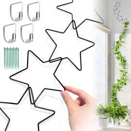 铁艺五角星形一串植物攀爬架山乌龟铁线莲花架爬藤架子 植物支架