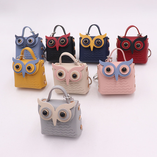 PU leather owl coin purse keychain cute owl earphone pendant school bag pendant wholesale