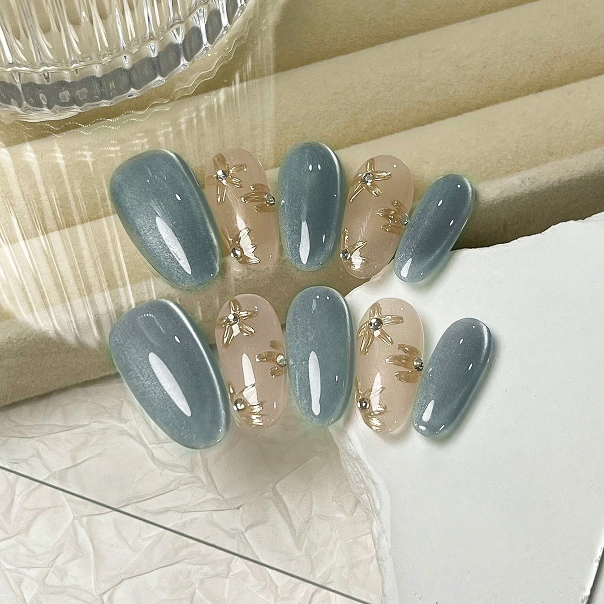 Uña hecha a mano, productos de alta calidad, 10 piezas frescas y puras, ojos de gato, productos de uñas largos, sensación de alta calidad.