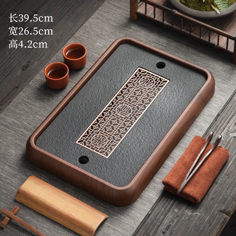 2025 nuevo estilo imitación Wujinishi bandeja de té mesa de té juego de té pequeño bandeja de drenaje mesa de burbujas secas bandeja de té para el hogar