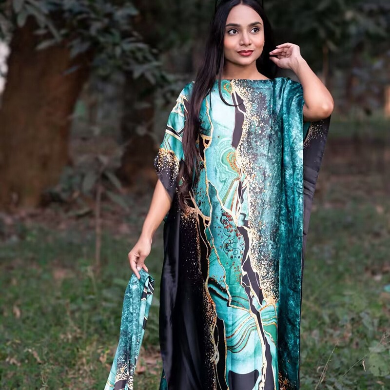 Cross-border wholesale beach blouse robe loose sunscreen women's bikini European and American positioning printed sexy shirt cover