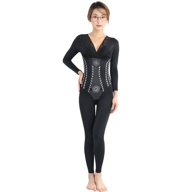 Corsé de anión de cafeína reforzado pecho manga larga espalda-off vientre conformación corsé de una pieza ropa interior