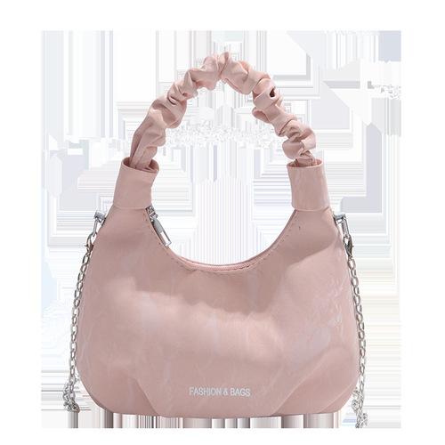 Korean Bow Chain Crossbody Bag 2025 Trendy Women's Crossbody Bag Handbag Fashion Pleated Underarm Bag