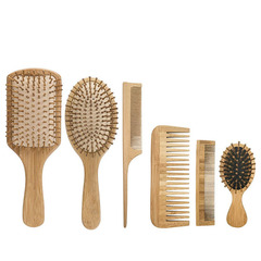 Massage comb set with bamboo cushion comb, six-piece set, wooden hair tool comb, direct factory sales, curling comb