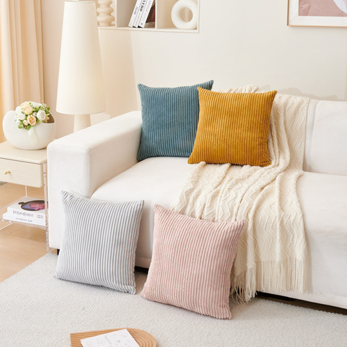 Corduroy Striped Throw Pillow Cushion Cross-border Amazon Sofa Office Bedside Bay Window Cushion Cover