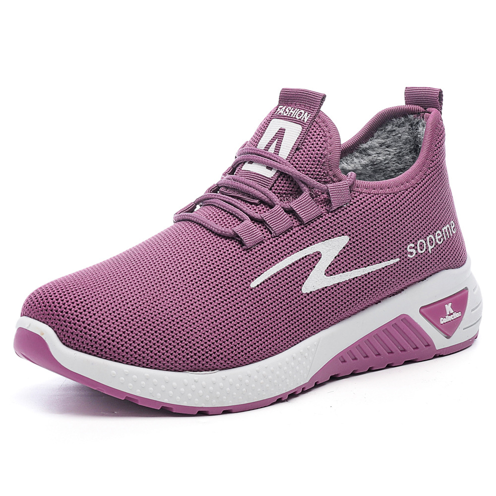 Zapatos acolchados de algodón para mujer Otoño e Invierno Nueva transpirable versátil casual Fondo suave con cordones de lana forrada zapatilla de deporte de los hombres ventas directas de fábrica