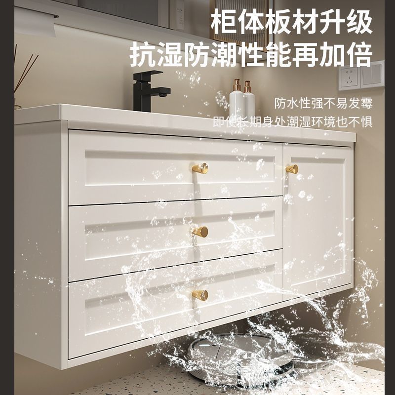 French-style solid wood bathroom cabinet combination, wall-mounted integrated basin for the bathroom, hand washing basin, washbasin, washbasin, and smart mirror cabinet undefined