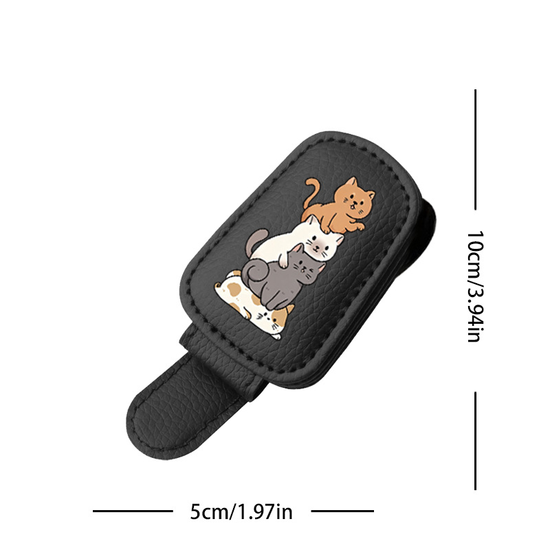 Black cross-border bestseller sunglasses holder, creative car sun visor storage, stackable cat-shaped car glasses clip