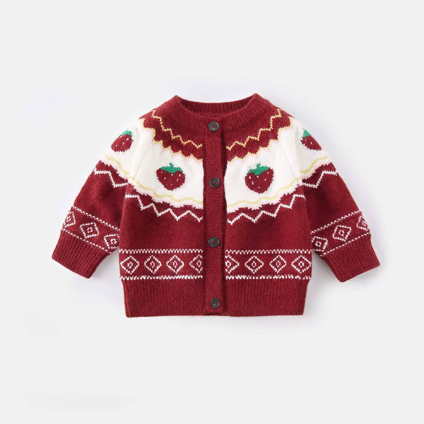 女童针织衫秋冬2025新款草莓童装婴幼儿开衫外套女宝宝毛衣春秋季