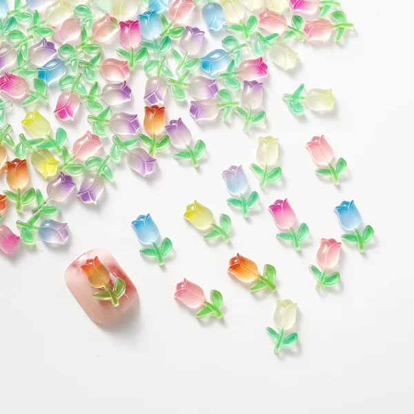Little Red Book same style Tulip nail jewelry luminous simulation rose bouquet diy ear studs hairpin nail accessories