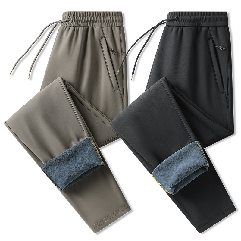 Velvet and Thickeneded Black Gold Boiling Knee Pads Warm Pants Windproof and Waterproof Autumn and Winter New Men's and Women's Casual Pants Factory Direct