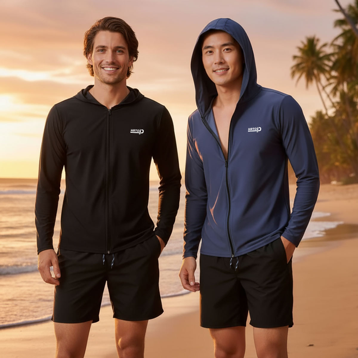 Men's Swimsuit Split Hooded Elastic Long-Sleeved Pants Beach Sun Protection Surfing Sun Protection Jellyfish Suit Wetsuit Suit