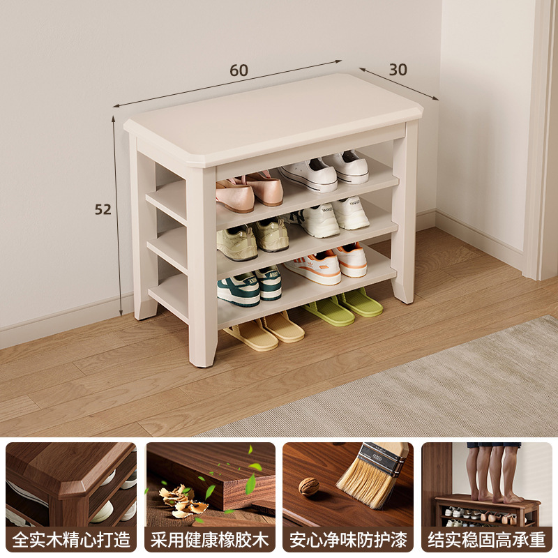 Estante de zapatos de madera maciza multicapa puerta doméstica taburete de zapatos de cambio de puerta 2025 nuevo gabinete de zapatos interior sin instalación integral