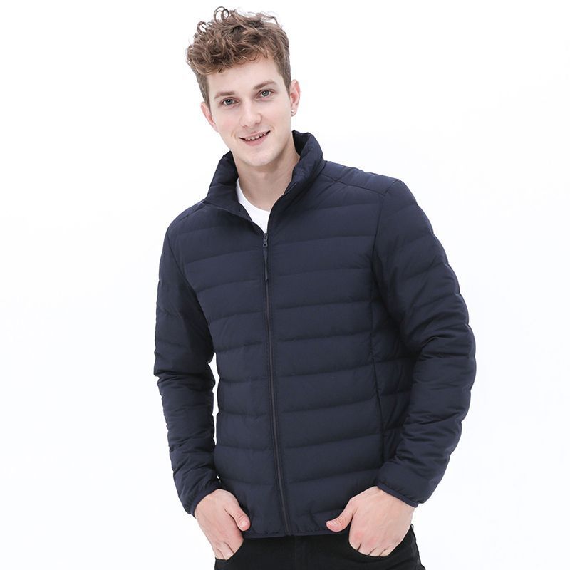 Transfronterizo sin costuras prensado chaqueta de plumón ligera hombre corto nuevo estilo de invierno moda guapo chaqueta con capuchón casual
