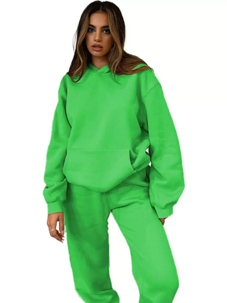 跨境外贸亚马逊TEMU春秋热销3D数码纯色印花休闲连帽情侣卫衣套装