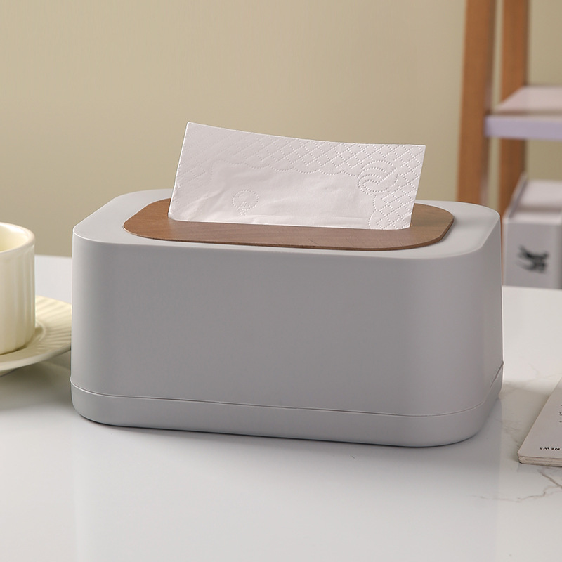 Caja de toallas de aire crema simple caja de almacenamiento de escritorio con cubierta de madera caja de extracción de papel creativa caja de extracción de papel de lujo ligera sala de estar doméstica