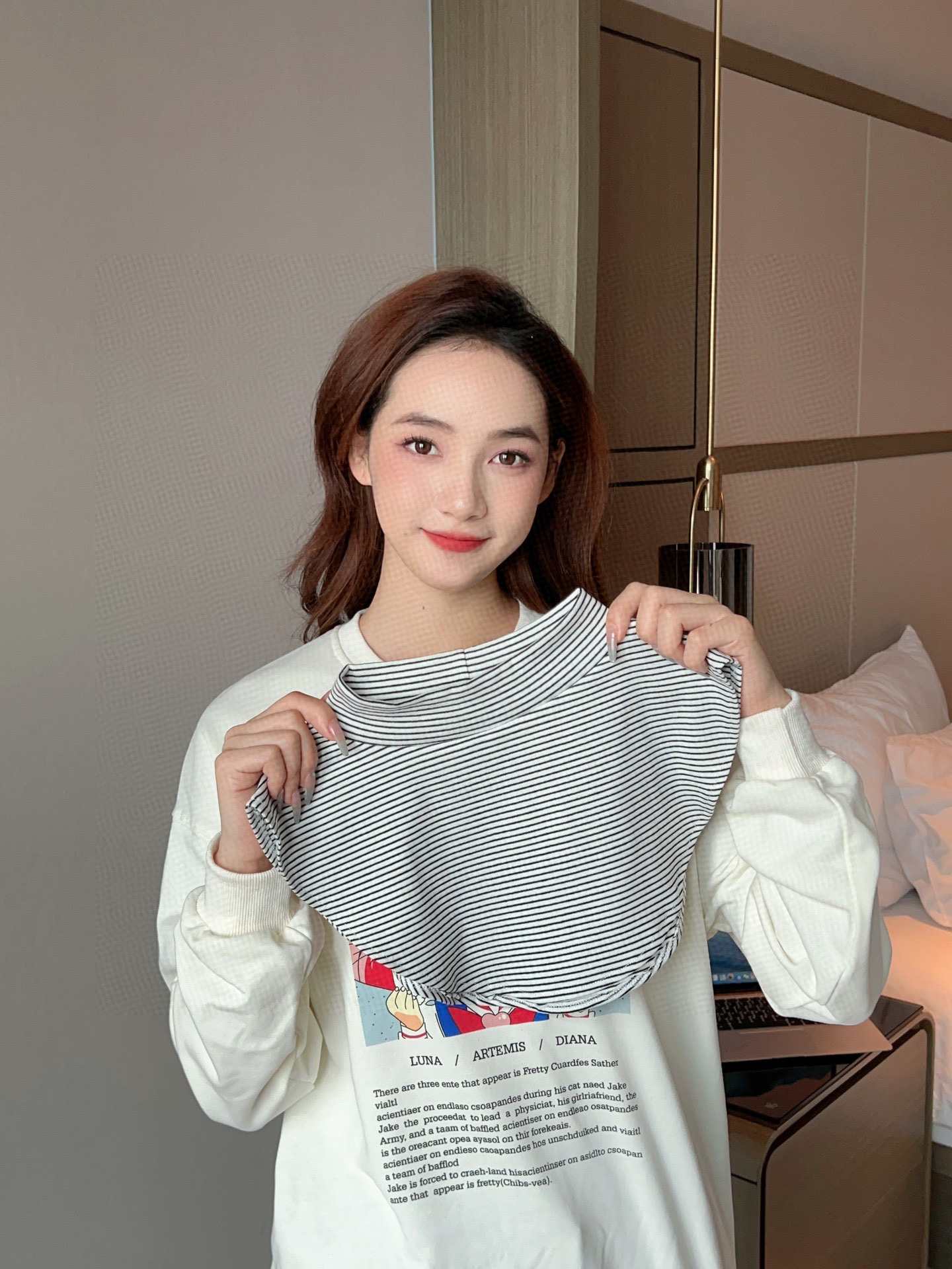 纯棉白条纹中领