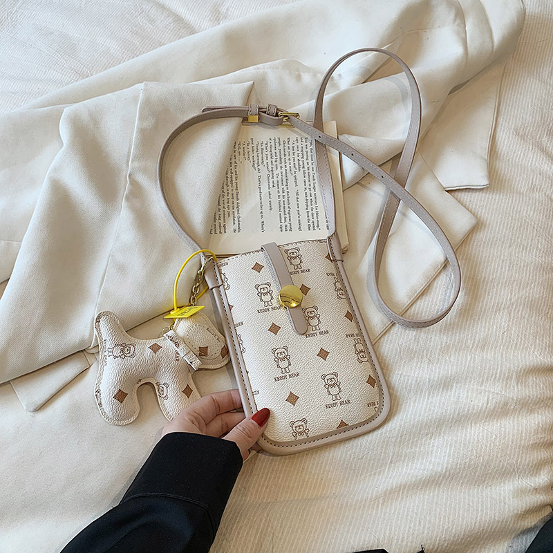 Bolsa de teléfono móvil al por mayor bolsa de mujer nueva bolsa de mensajero de nicho bolsa cuadrada pequeña vertical estilo coreano impreso mini bolsa pequeña Linda