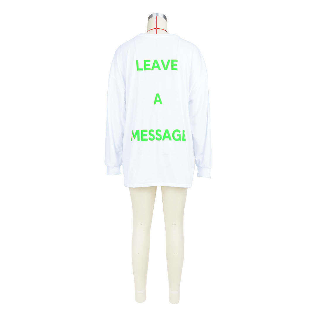Women Clothing Goods Casual Double Sided Letter Graphic T shirt Dress