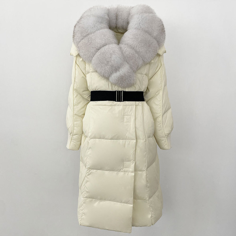 2024 Winter New Fox Big Wool Collar European and American High-end Women's Thickened Straight Loose Down Jacket All-match Jacket 2024 Winter New Fox Big Wool Collar European and American High-end Women's Thickened Straight Loose Down Jacket All-match Jacket
