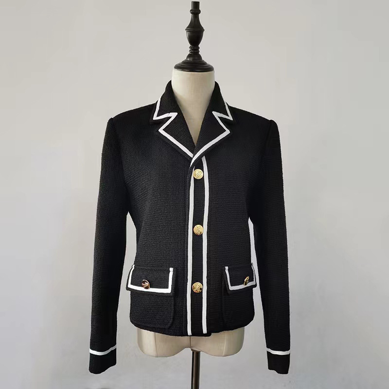 Autumn and Winter Women's Clothing with White Edges, Fresh and Sweet Little Fragrance, Tweed Suit, Korean Style Lapel Short Wool Jacket for Women