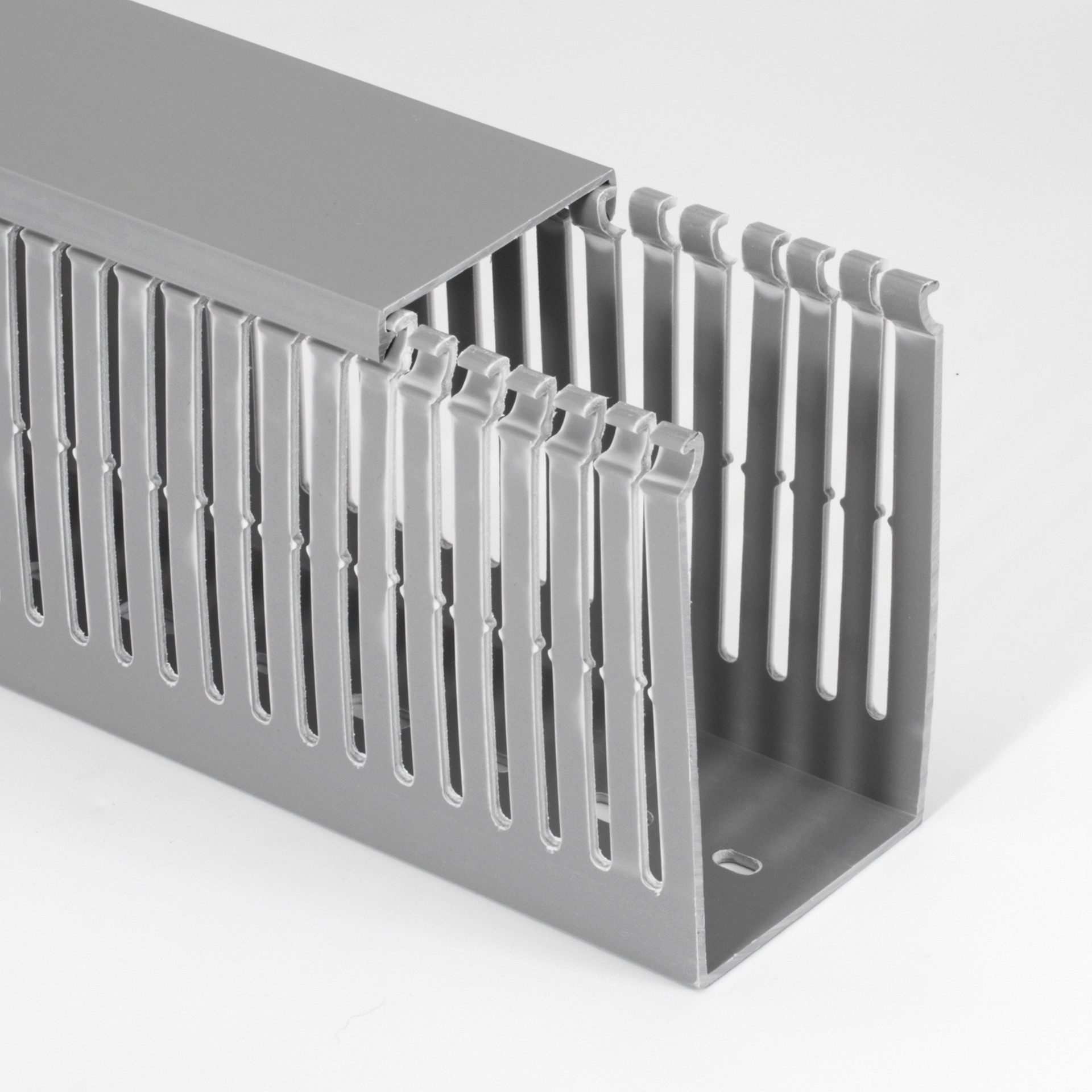 100*60阻燃银灰色方形配电箱柜细齿理走线行塑料工业固定线槽PVC