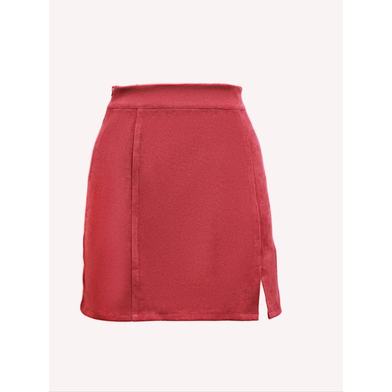 Women's Casual Short Skirts Half Waist Slim Fit Split Hem